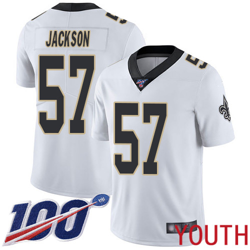 New Orleans Saints Limited White Youth Rickey Jackson Road Jersey NFL Football #57 100th Season Vapor Untouchable Jersey